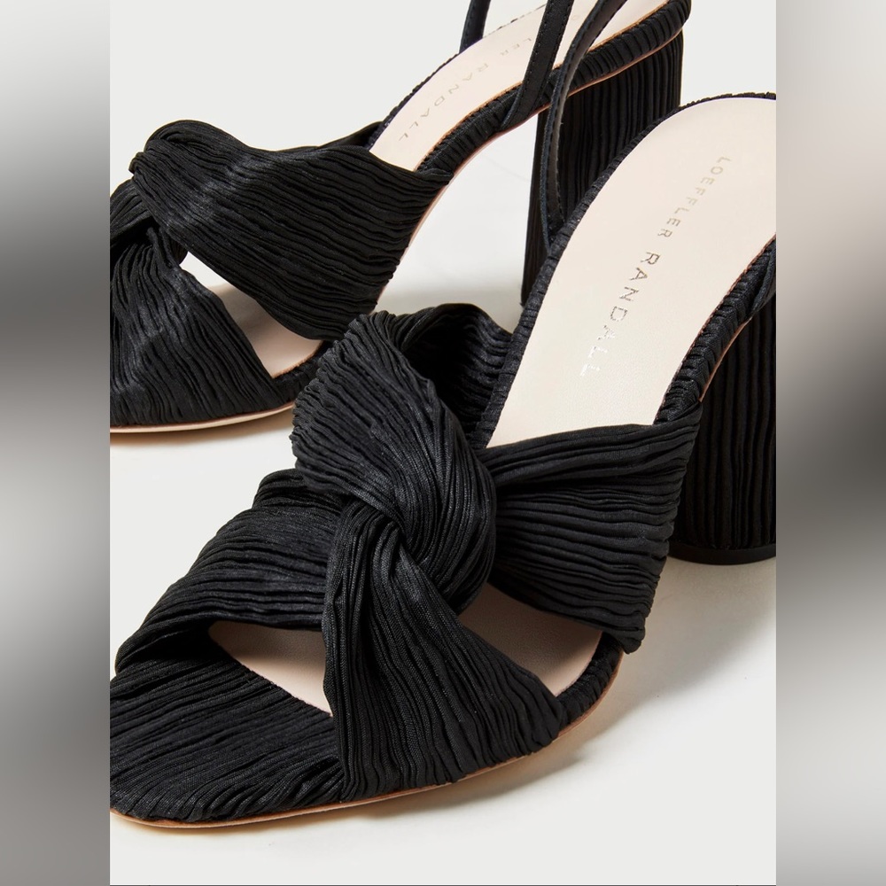 Loeffler Randall Reed Pleated Heel Sandals in Black - NEW IN BOX size 9.5